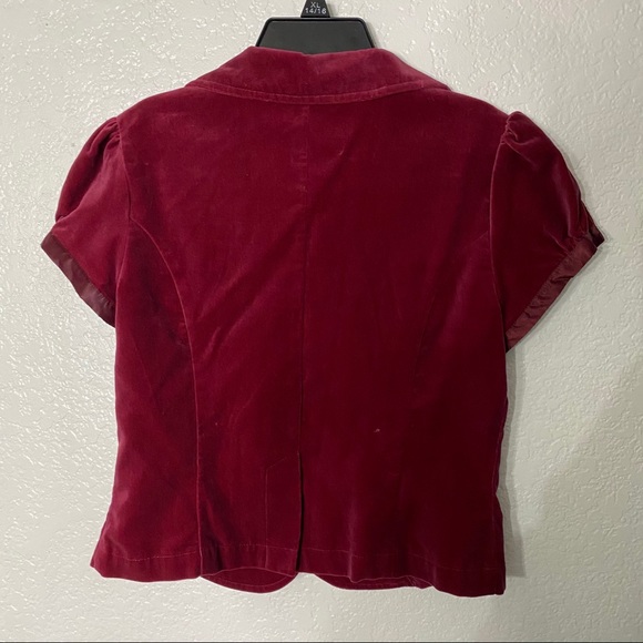 Red button up velvet jacket - Picture 4 of 5